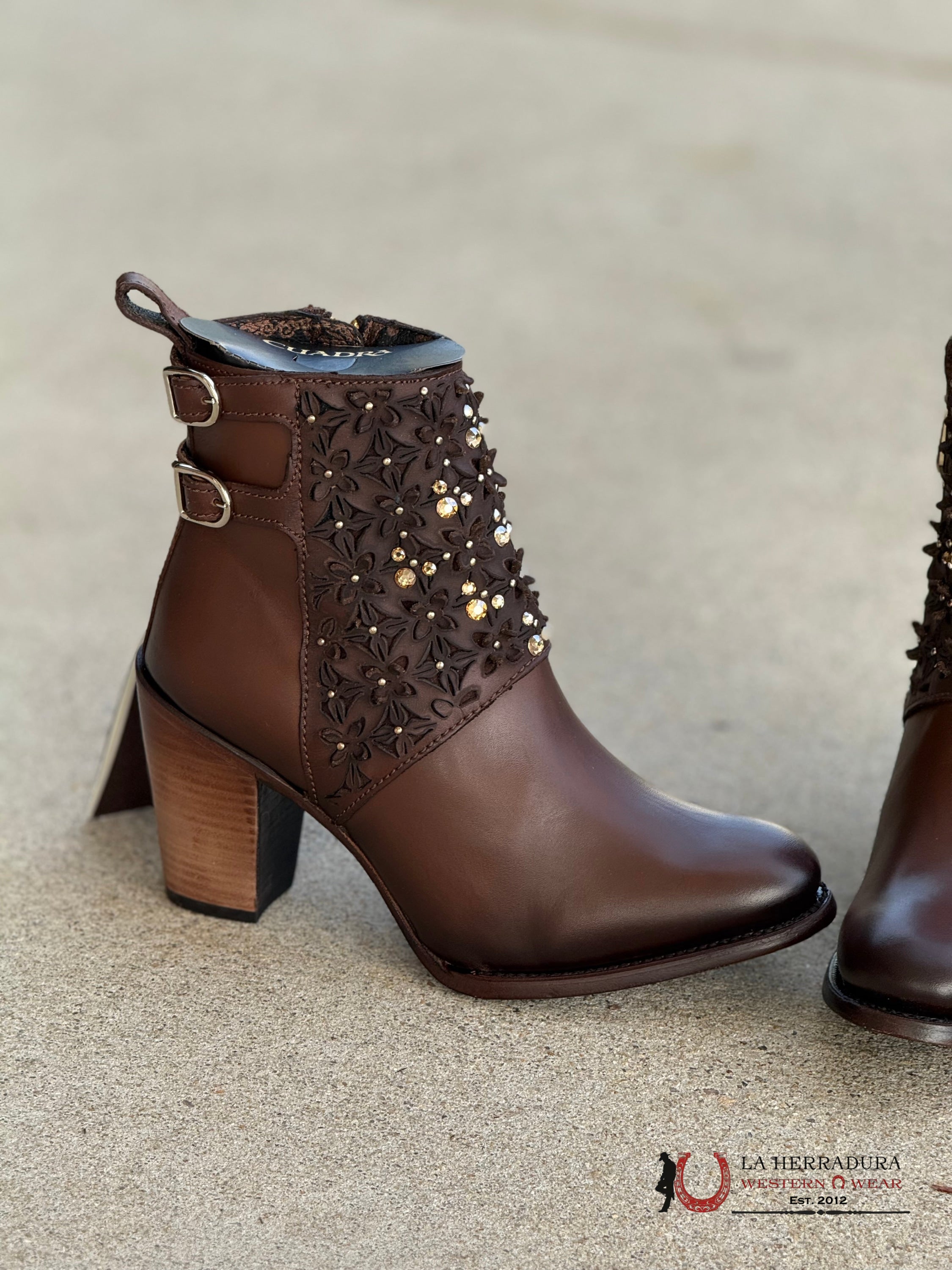 Botin Cuadra Res Moroni Moka Laser Cristals Round Toe Botas Mujeres