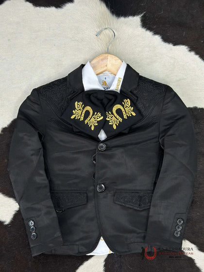BOYS BLACK EMBROIDERED BORDADO BLAZER -LAM504
