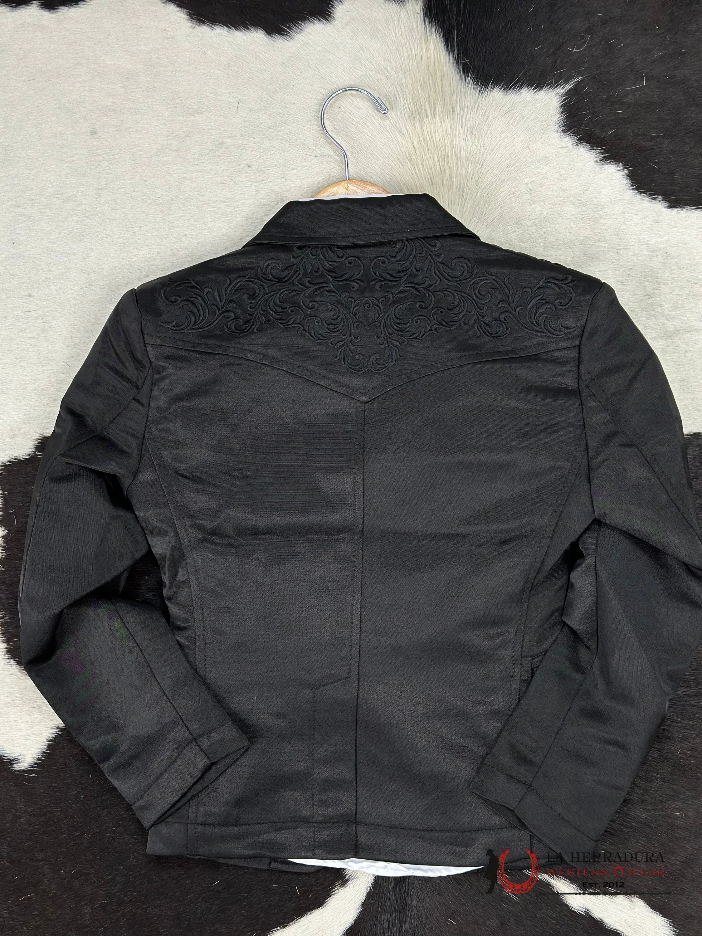 Boys Black Embroidered Bordado Blazer Niños