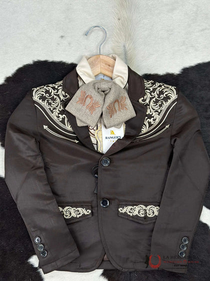BOYS BROWN EMBROIDERED BORDADO BLAZER