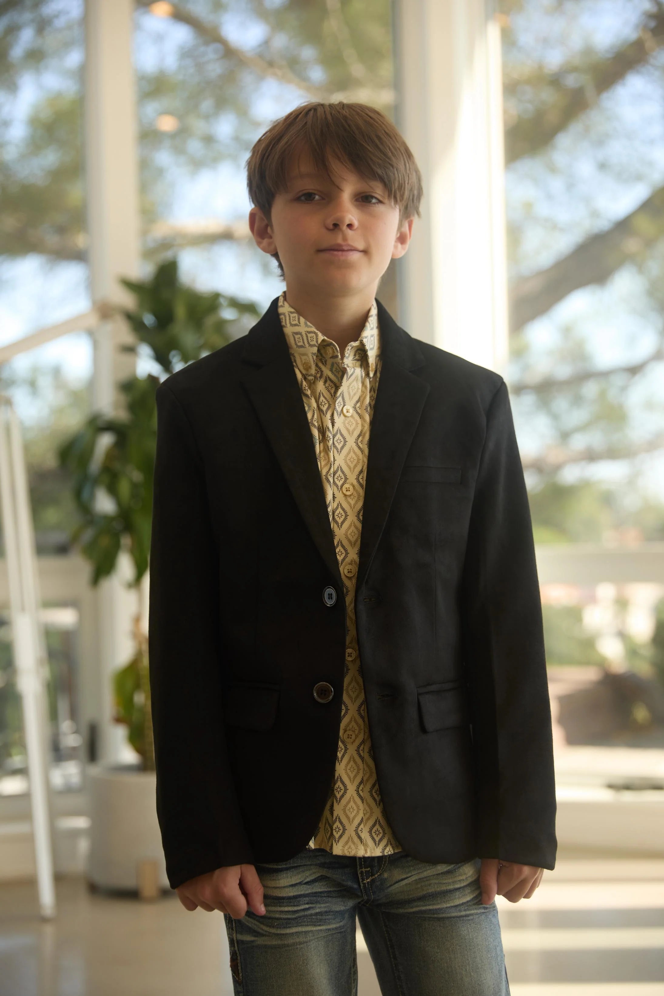 BOYS PLATEN GAMUZA BLACK BLAZER-BLK8387