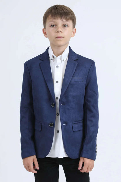 BOYS PLATINI NAVY SUEDE BLAZER-BLK8860