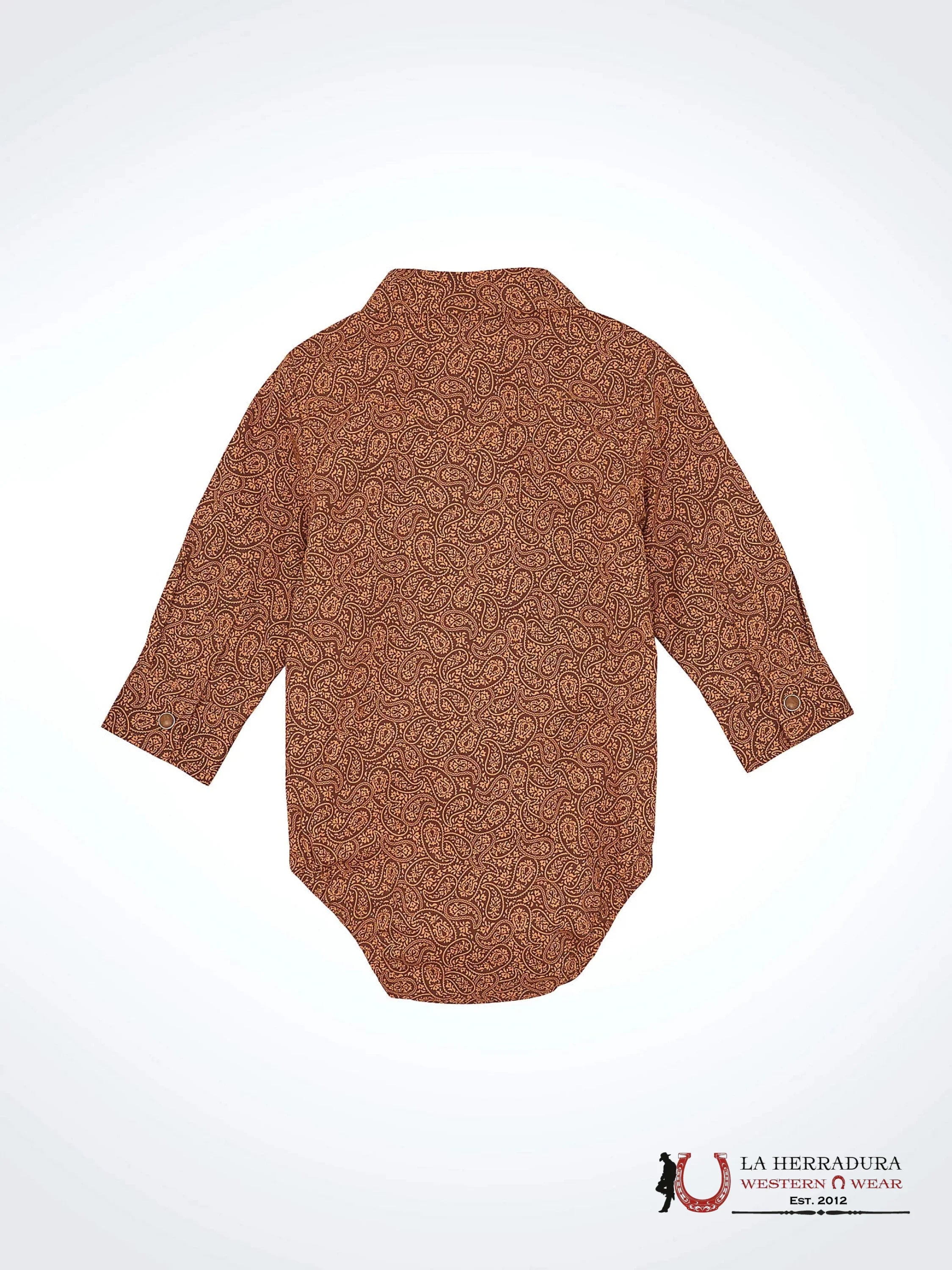 Boys Wrangler Brown Western Snap Long Sleeve Bodysuit 112367741 NIÑOS