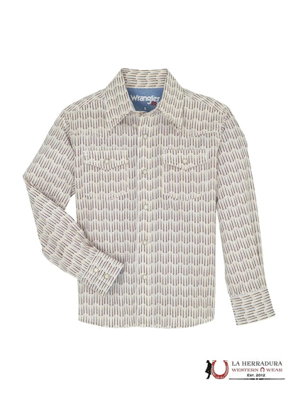 BOY'S WRANGLER LONG SLEEVE SHIRT BEIGE/BROWN 112359542