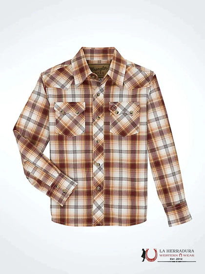 BOY'S WRANGLER RETRO® WESTERN SNAP PLAID SHIRT WITH FRONT SAWTOOTH POCKETS 112359597