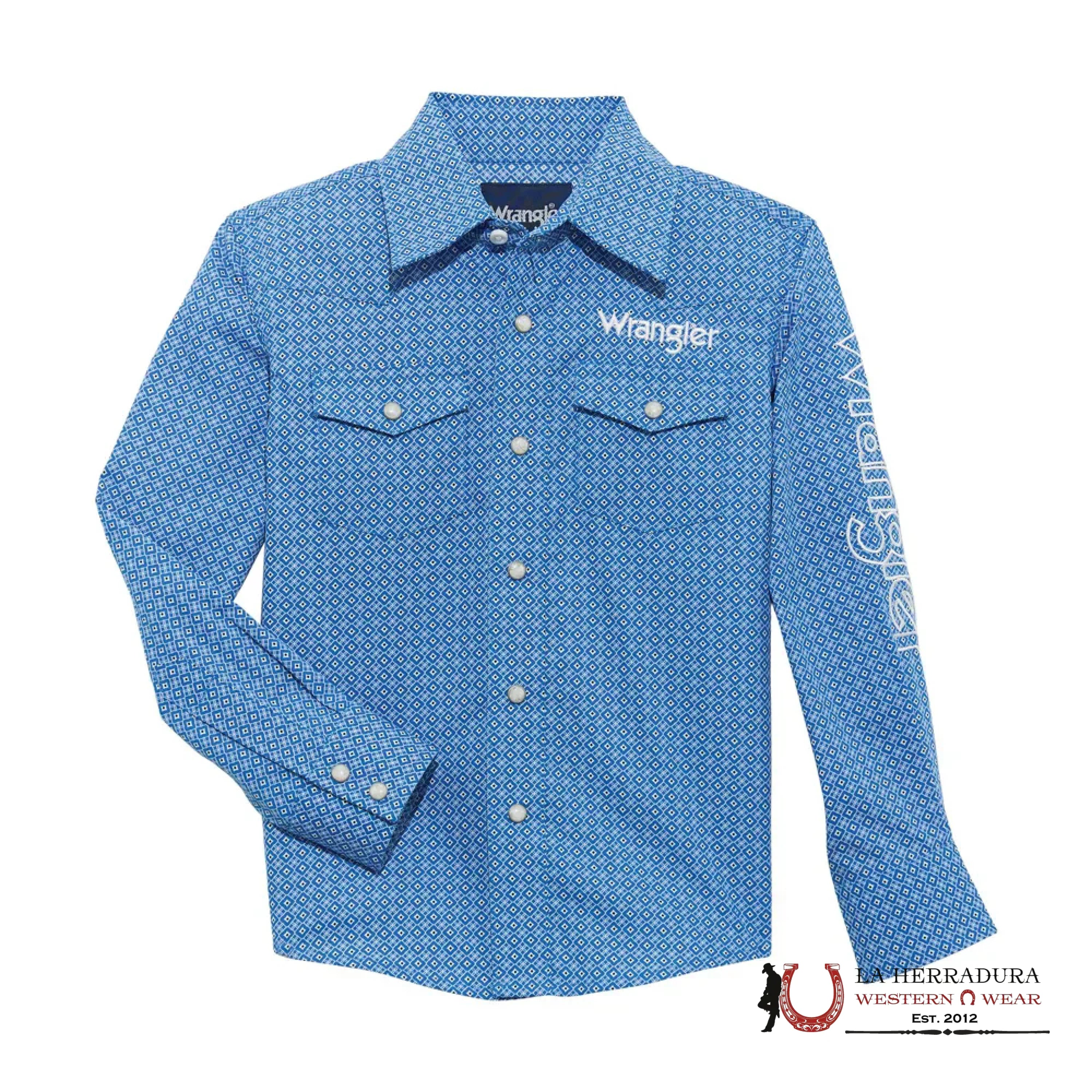 BOY’S WRANGLER RUST LONG SLEEVE SHIRT BLUE 112365841 NIÑOS