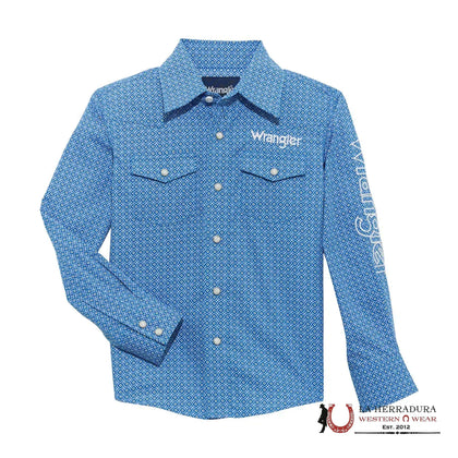 BOY'S WRANGLER RUST LONG SLEEVE SHIRT BLUE - 112365841