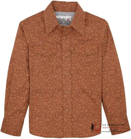BOY'S WRANGLER RUST LONG SLEEVE SHIRT ORANGE - 112367916