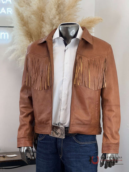 Chaqueta de cuero marrón