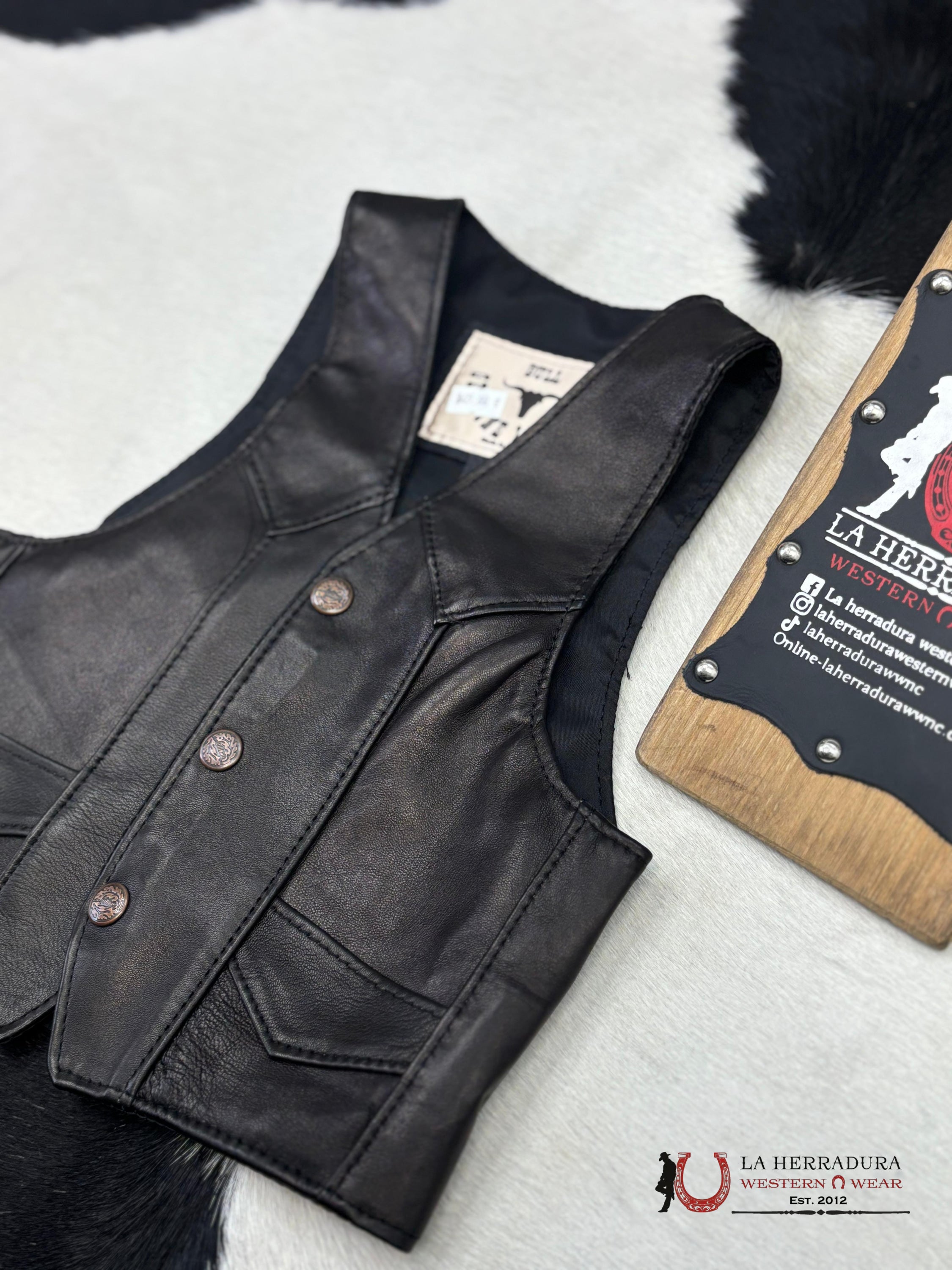 Bull Genuine Leather Kids Vest Black Niños