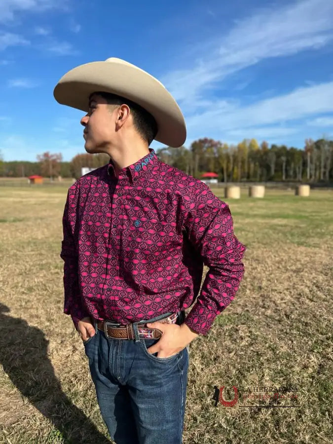 Camisa Ariat Magenta Purple Team Markus Classic Ropa Hombres