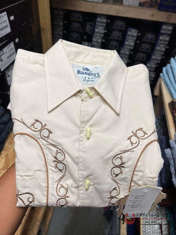 CAMISA BORDADO HOMBRE BEIGE