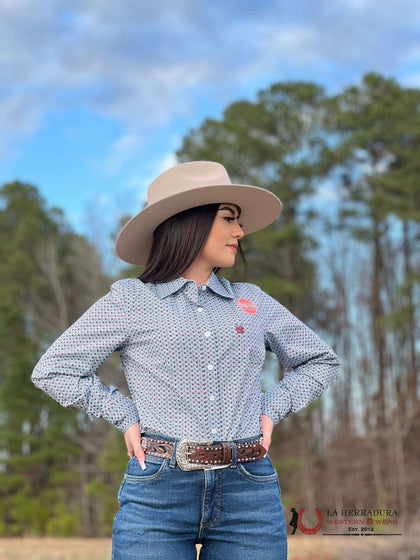 CAMISA PARA MUJERES CINCH AZUL CIRCULOS CAFES MSW9164176