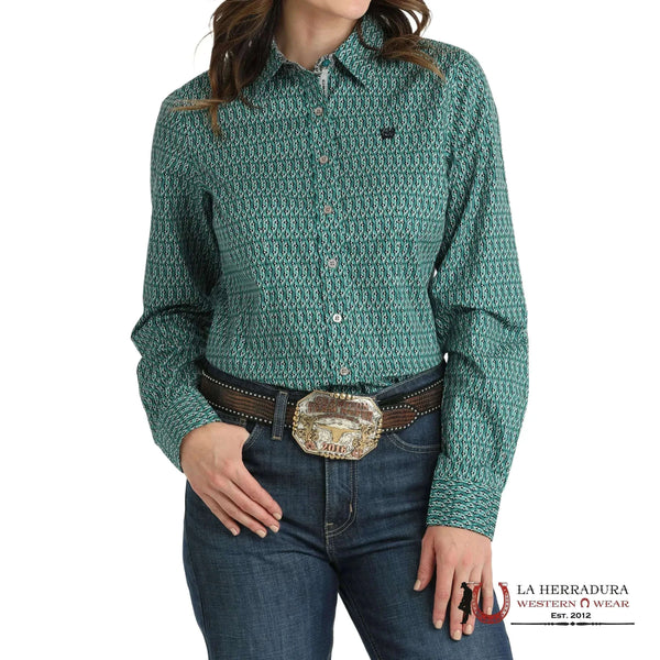 CAMISA PARA MUJER CINCH Estampado Occidental Verde MSW9165054