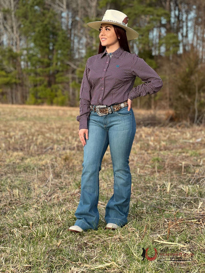 CAMISA PARA MUJERES CINCH MORADA BLANCO