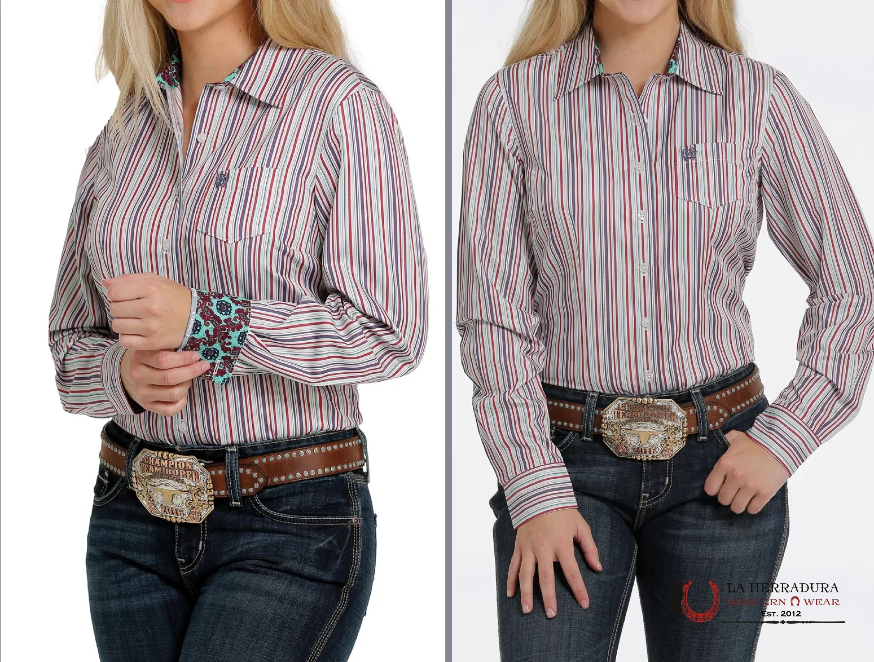 CAMISA PARA MUJERES CINCH Multi Color Striped MSW9164180 ROPA MUJERES