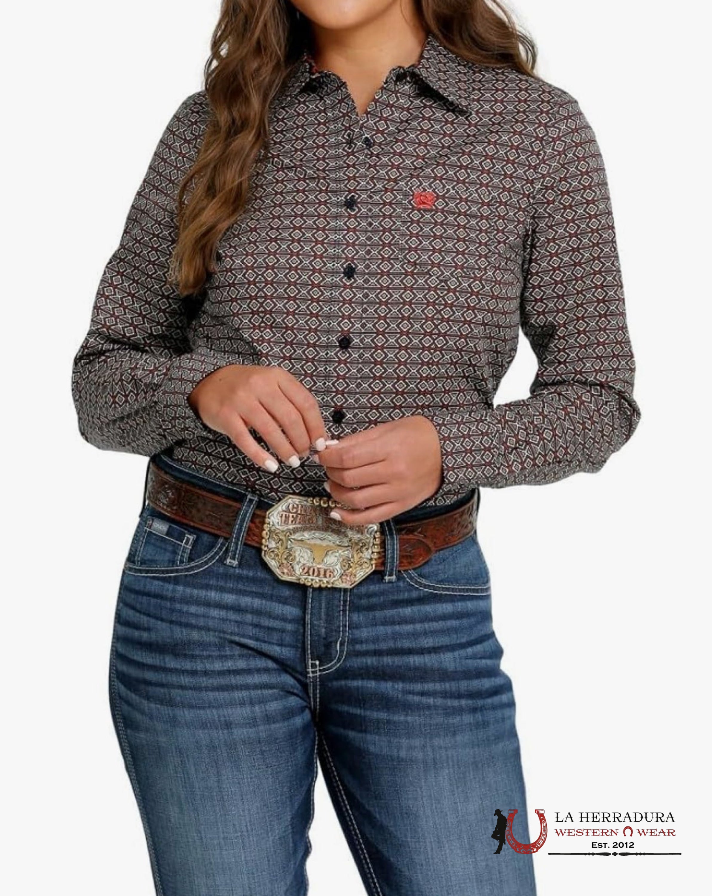 Camisa Para Mujeres Cinch Orange Multi Color Ropa