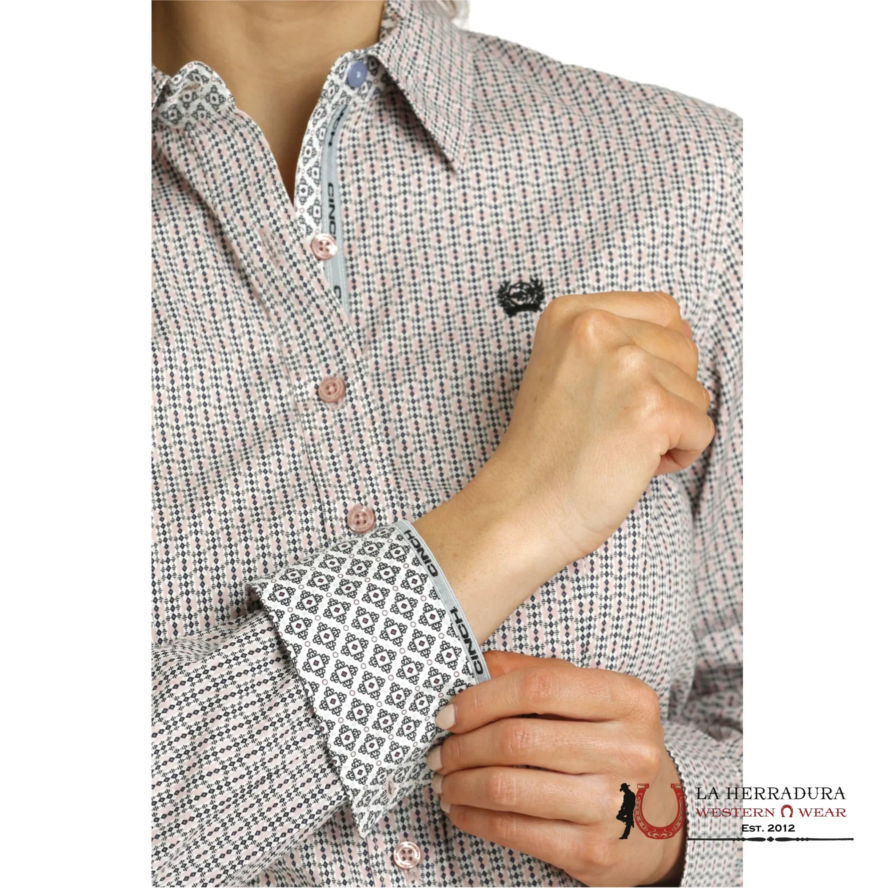 CAMISA PARA MUJERES CINCH PINK ROMBOS BLUE MSW9165050 ROPA MUJERES