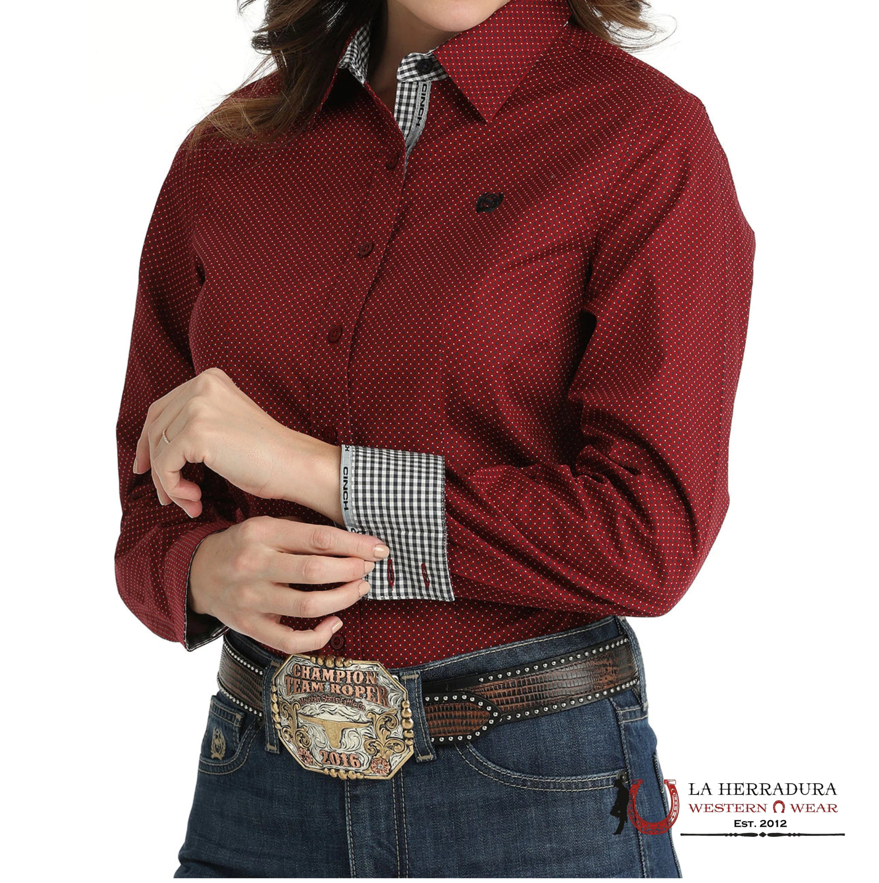 Camisa Para Mujeres Cinch Red Dot Print Ropa