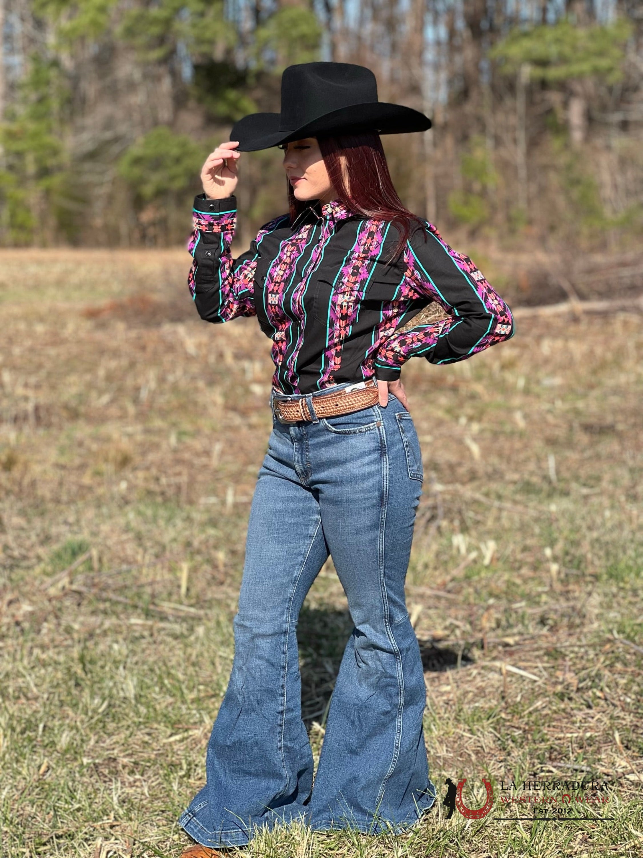 Camisa Para Mujeres Wrangler Morado Diseño Azteca Ropa