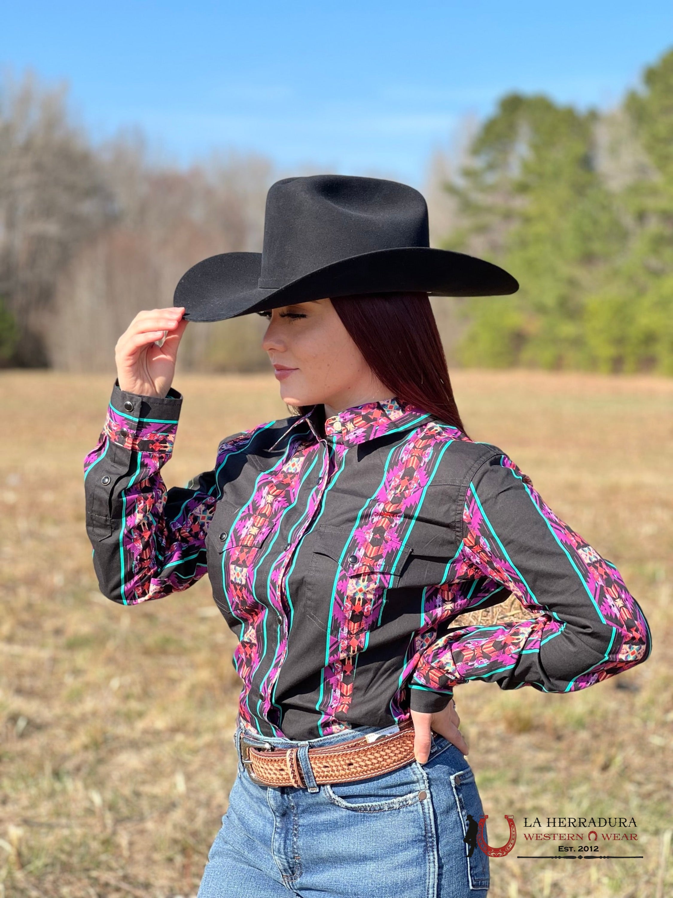 Camisa Para Mujeres Wrangler Morado Diseño Azteca Ropa