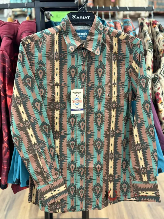 Camisa Wrangler Aztec Checotah Brown Multicolor Ropa Hombres