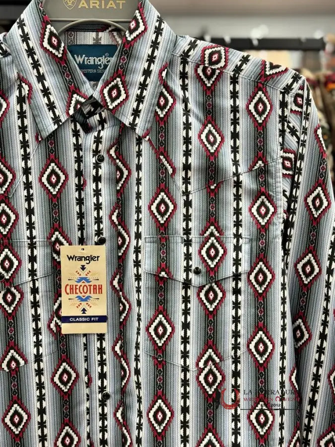 Camisa Wrangler Aztec Grey Long Sleeve Ropa Hombres