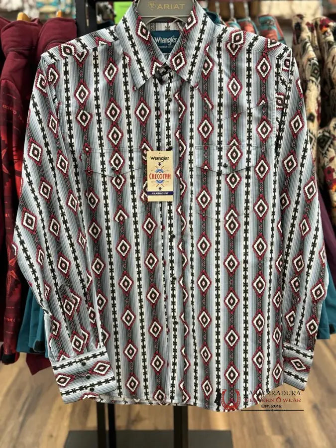 Camisa Wrangler Aztec Grey Long Sleeve Ropa Hombres