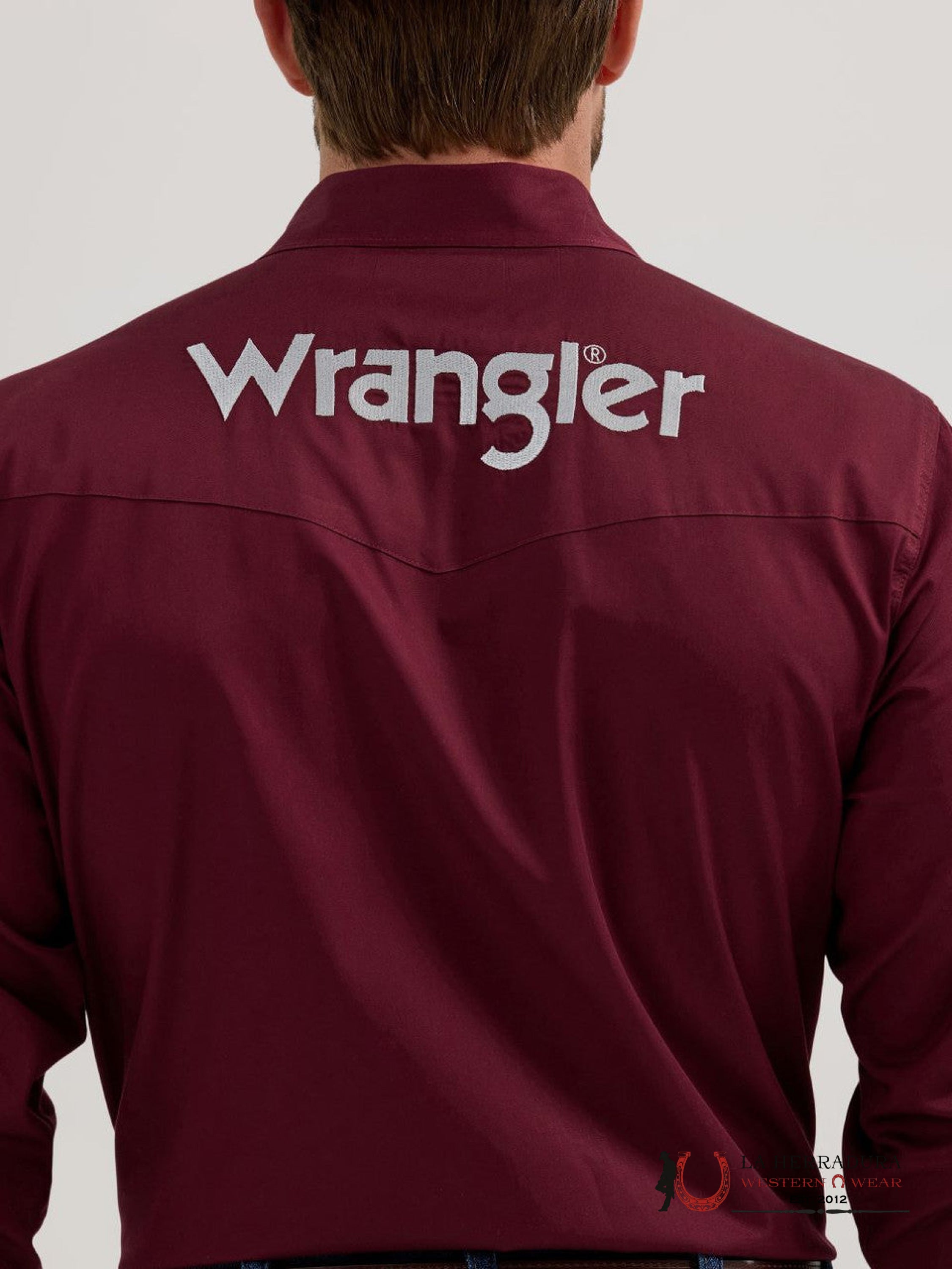 CAMISA WRANGLER BURGUNDY SOLID TEAM WHITE 5405 ROPA HOMBRES