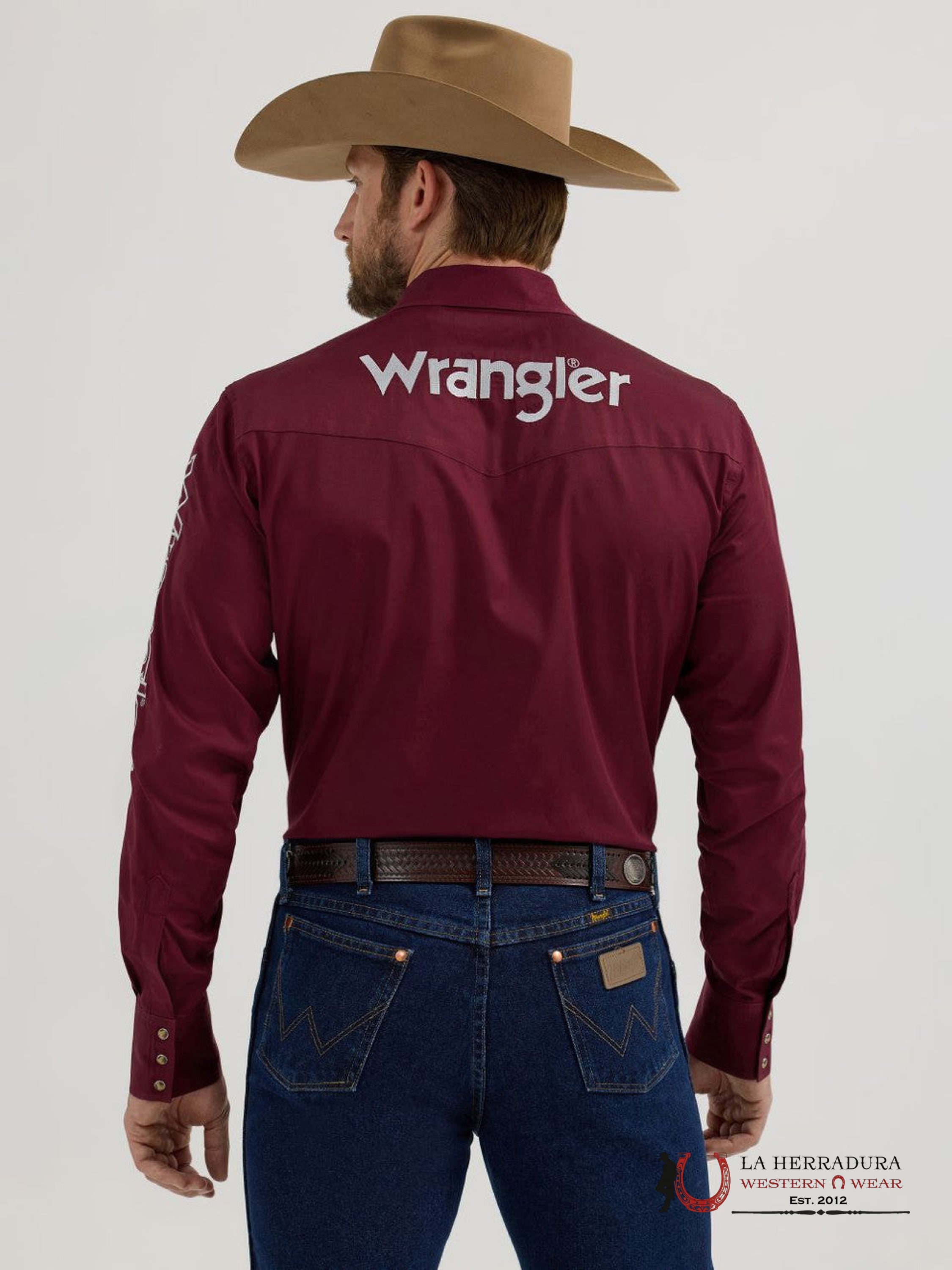 CAMISA WRANGLER BURGUNDY SOLID TEAM WHITE 5405 ROPA HOMBRES
