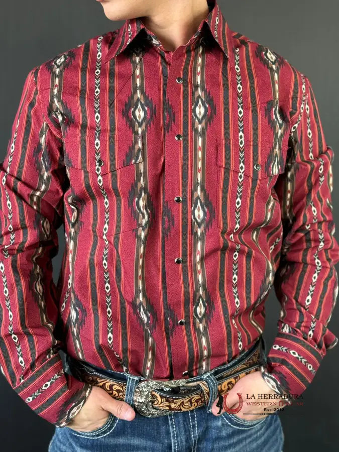 Camisa Wrangler Classic Aztec Red Ropa Hombres