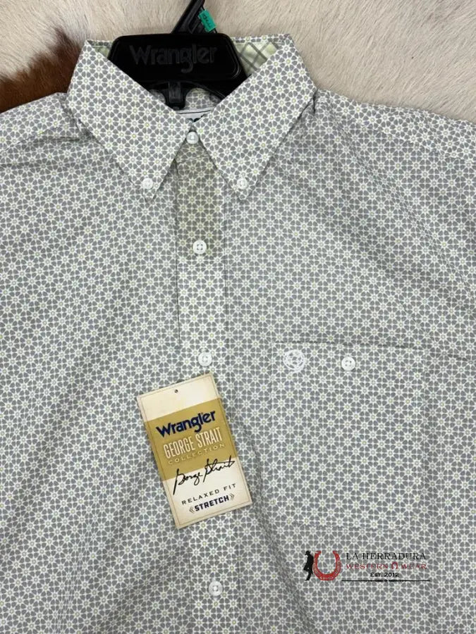 Camisa Wrangler Cool Grey Patterned Short Sleeve George Strait Collection Ropa Hombres