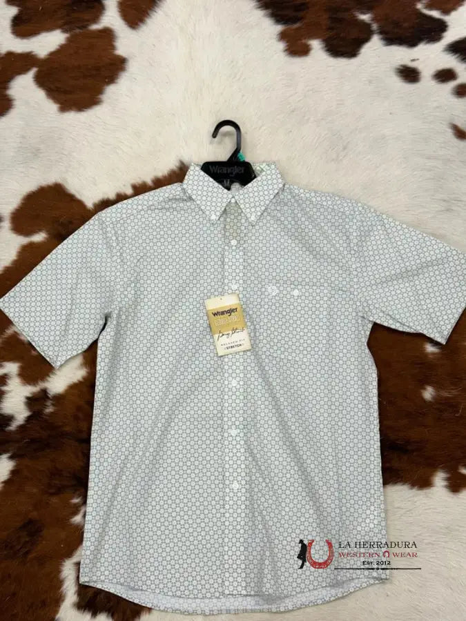 Camisa Wrangler Cool Grey Patterned Short Sleeve George Strait Collection Ropa Hombres