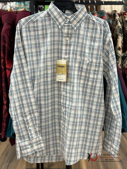 CAMISA WRANGLER NAVY PLAID GEORGE STRAIT COLLECTION 4867