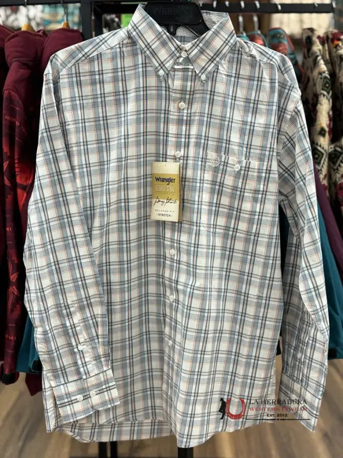 Camisa Wrangler Navy Plaid George Strait Collection Ropa Hombres