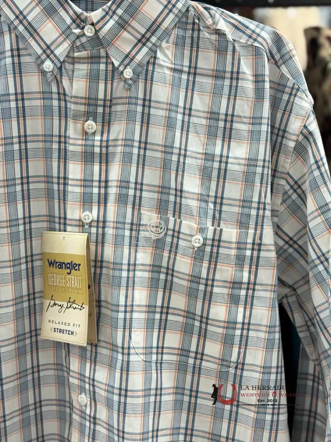 Camisa Wrangler Navy Plaid George Strait Collection Ropa Hombres