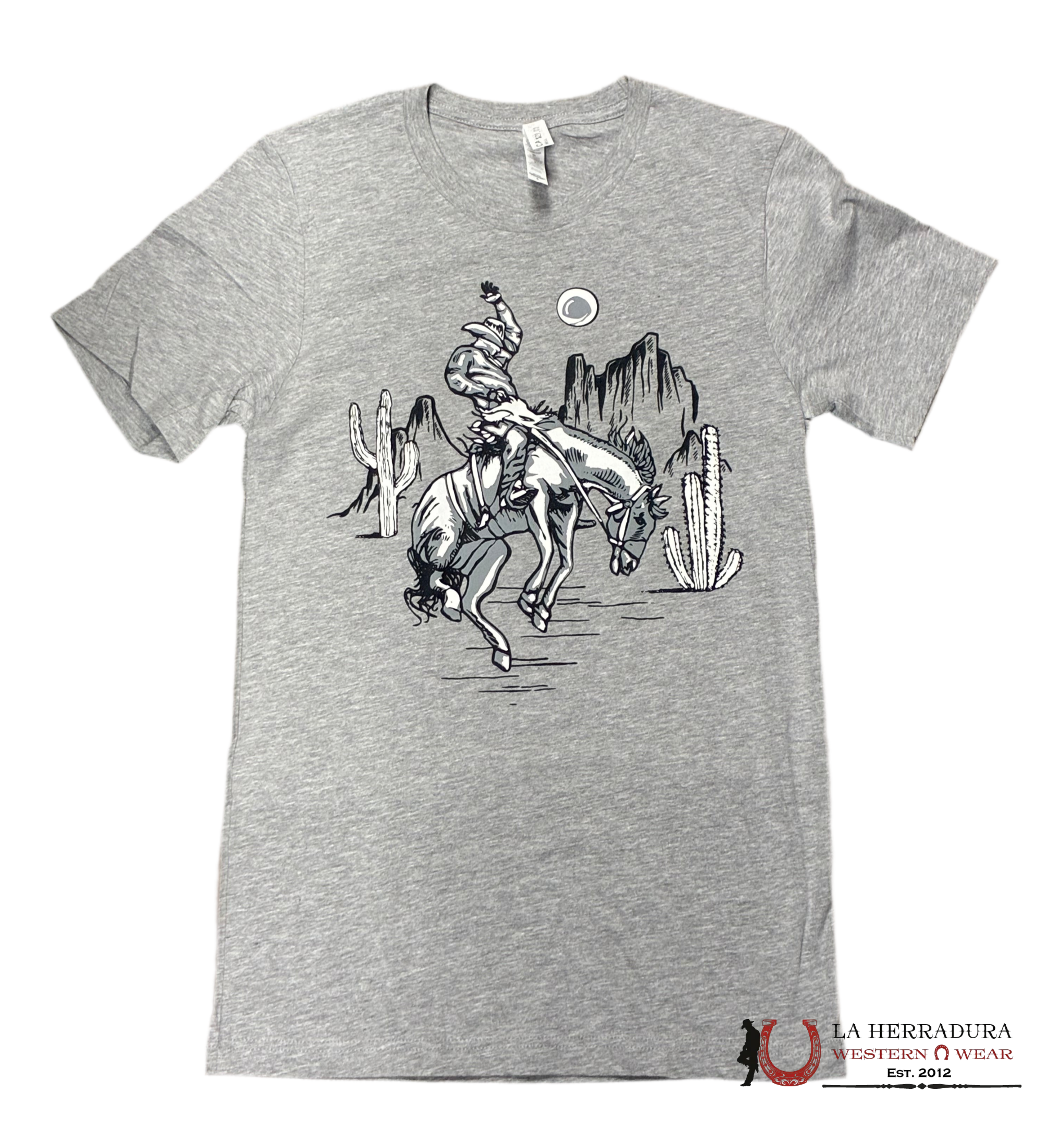 CANVAS BELLA WOMEN T-SHIRT GREY BRONC RIDER IN DESERT ROPA MUJERES