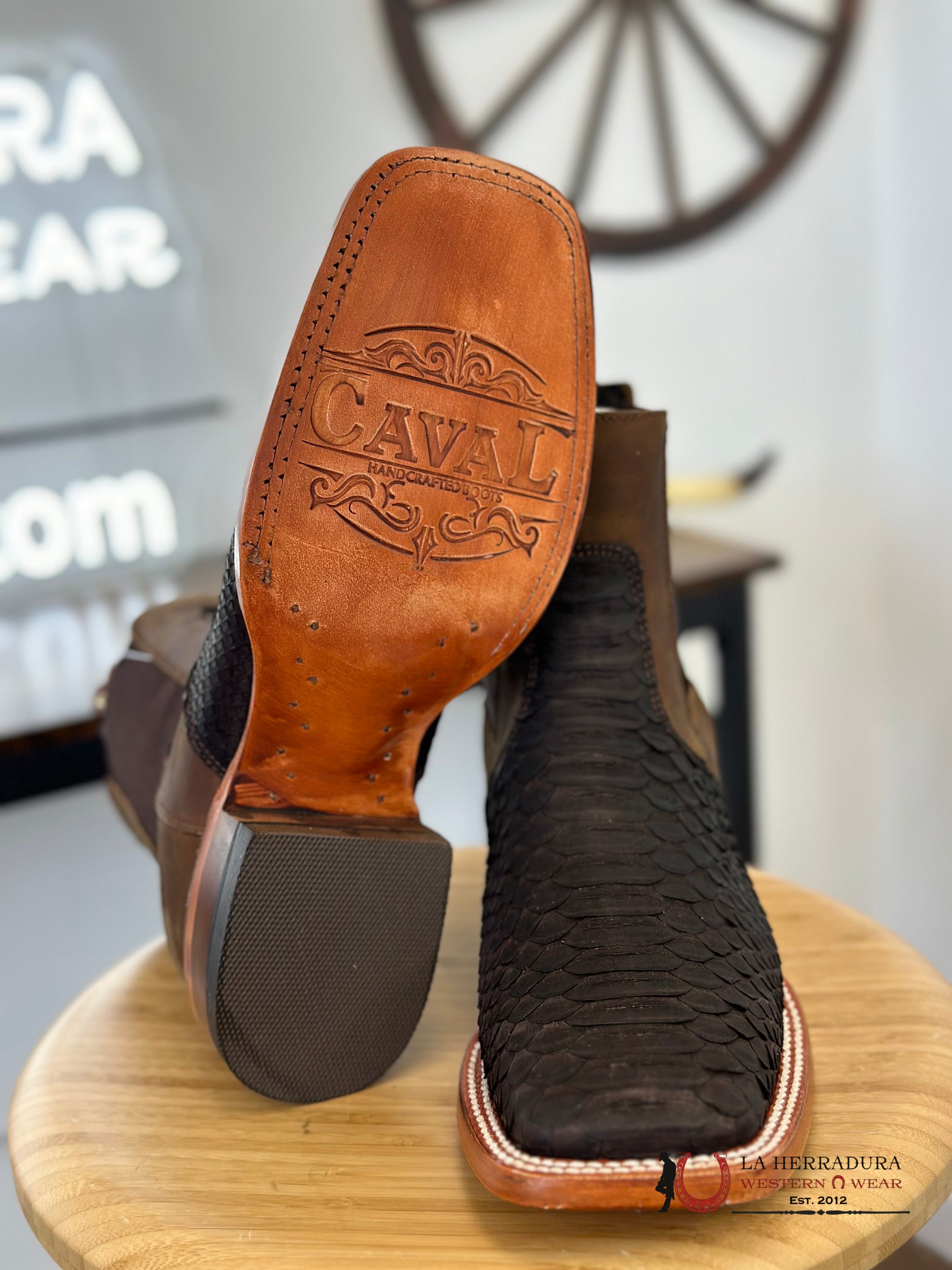 Caval Short Boot Piton Nobuck Brown Crazy Horse Botas Hombres