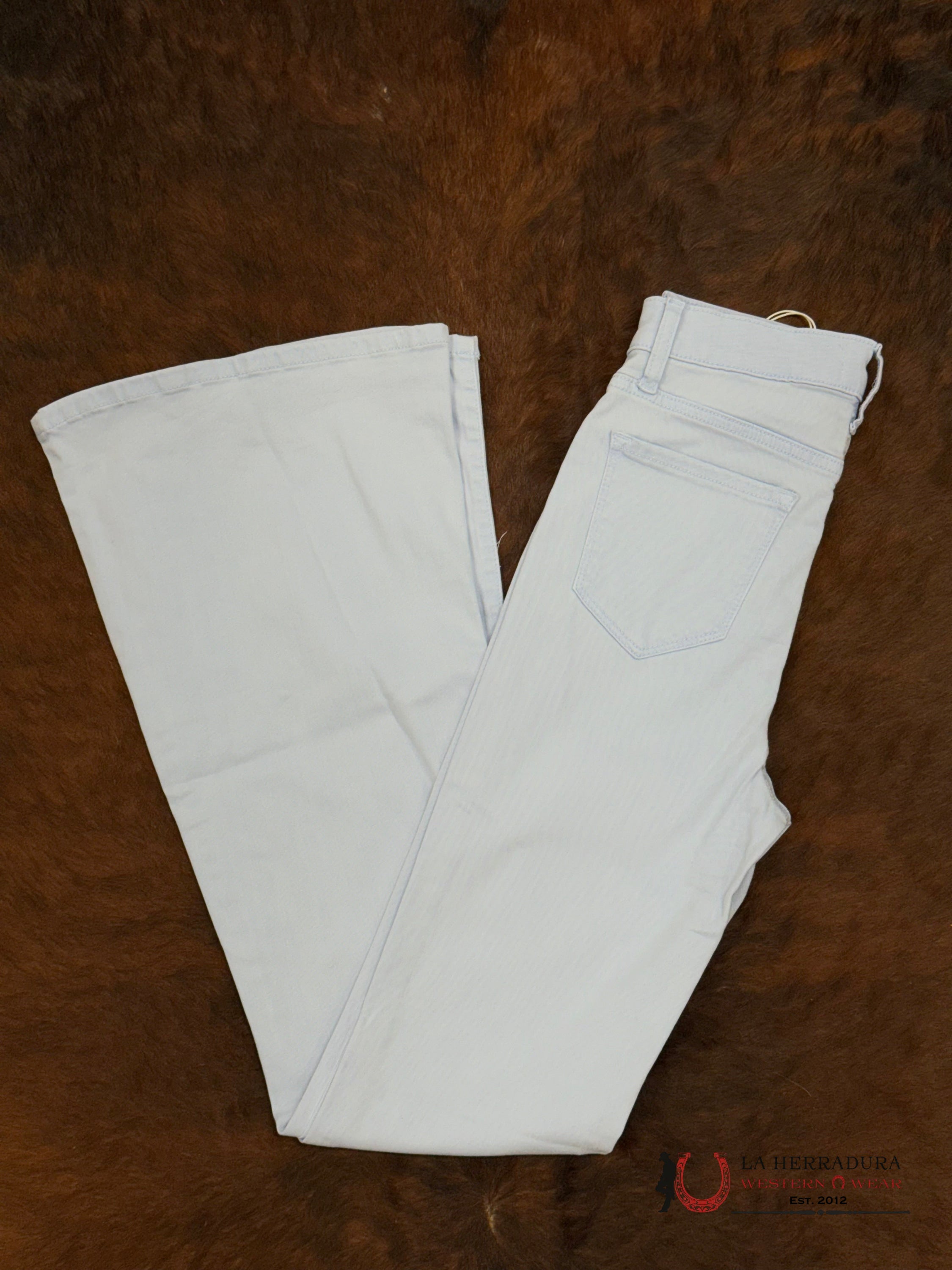 CELLO BABY BLUE HIGH RISE FLARE JEAN ROCK&ROLL JEANS WOMEN