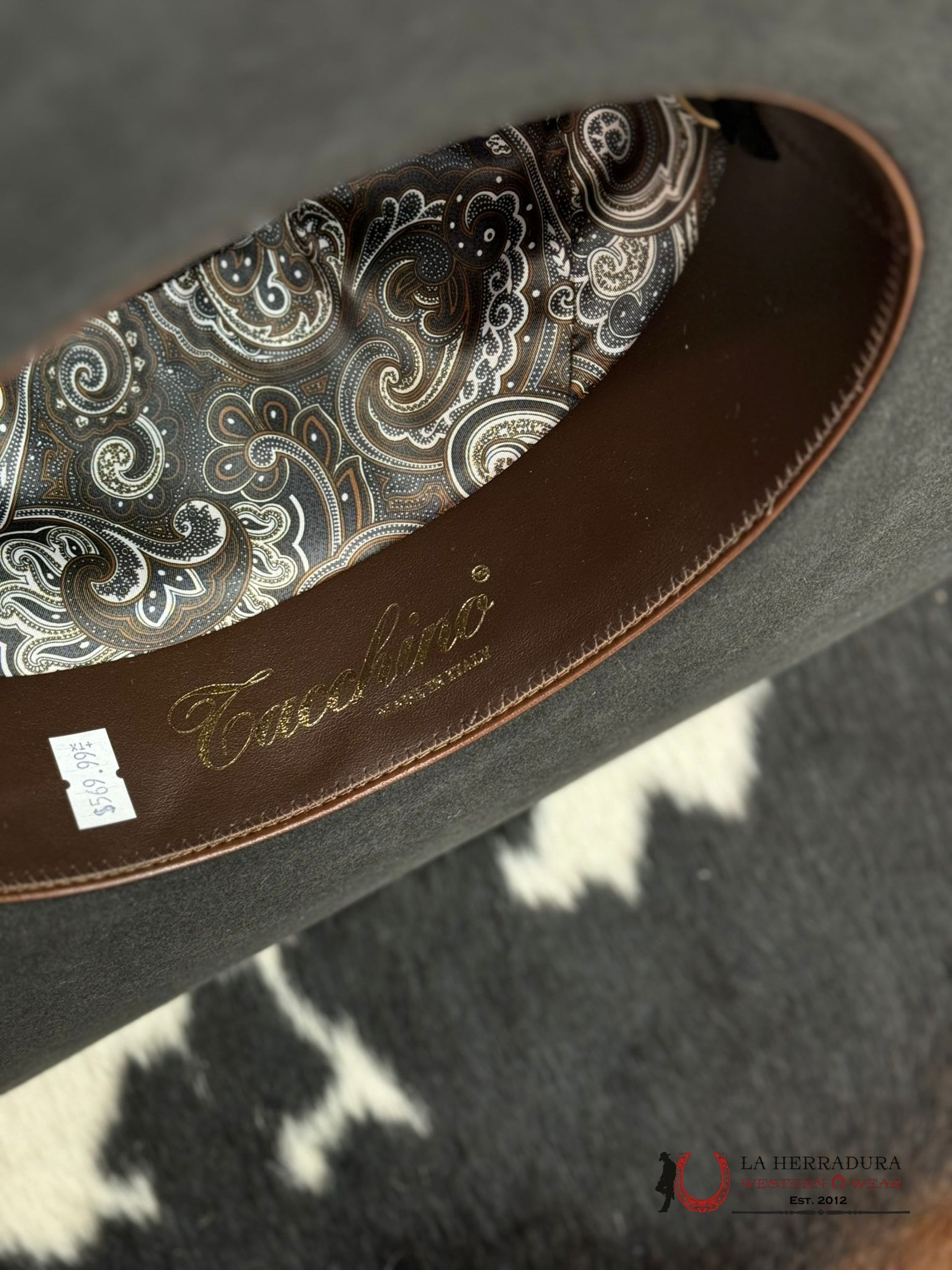 Mens Tacchino Open Crown Felt Hat Charcoal 30X Tejana