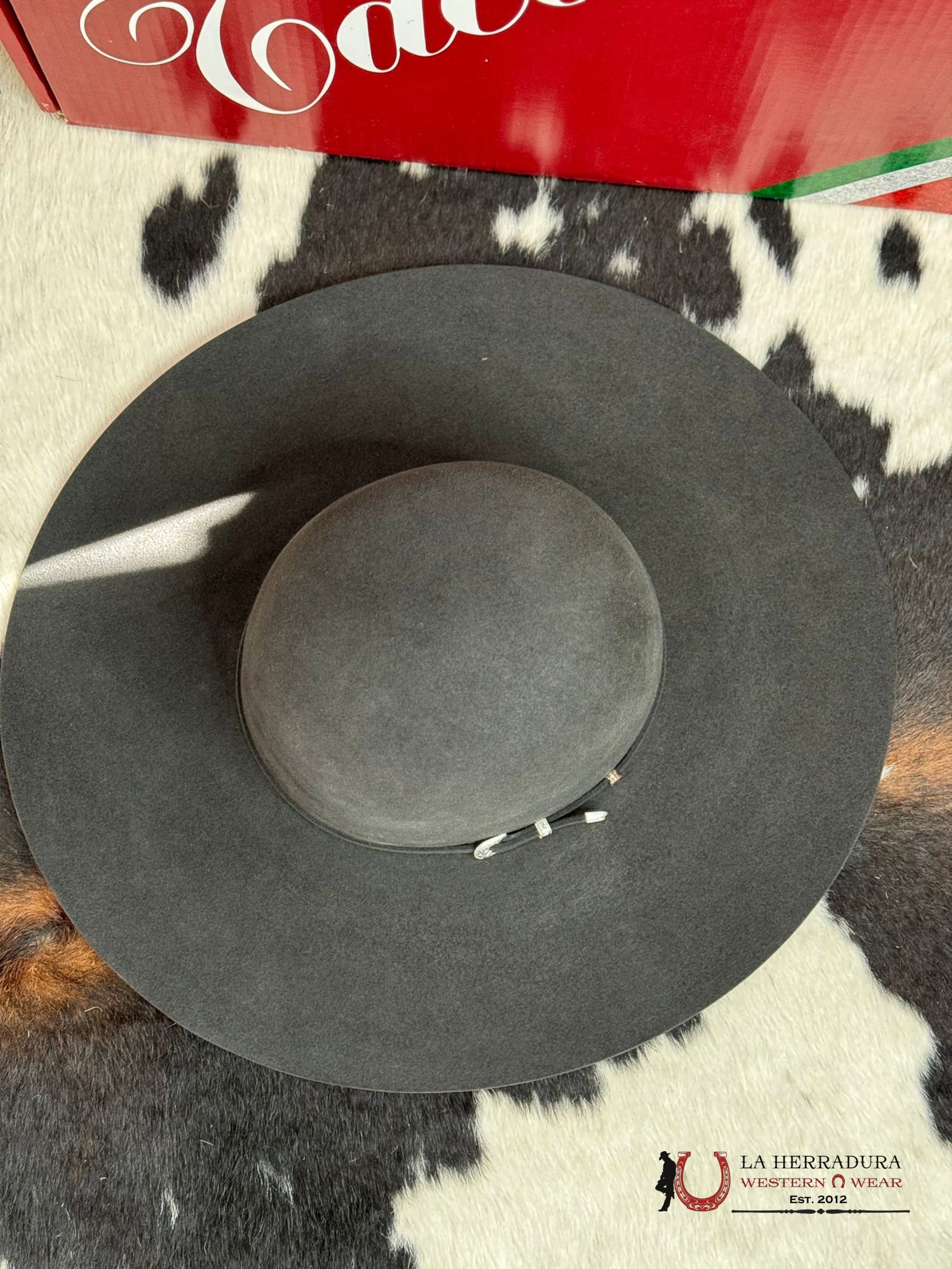 Mens Tacchino Open Crown Felt Hat Charcoal 30X Tejana