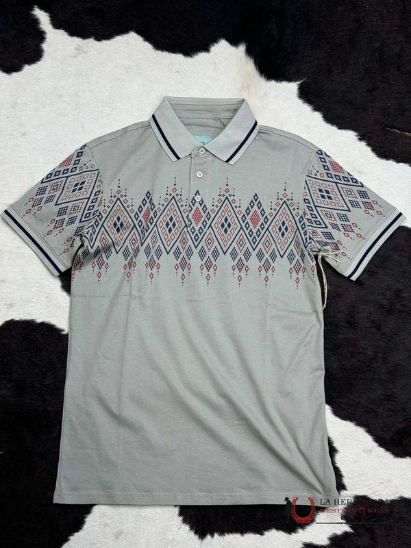 CAMISA MANGA CORTA GRIS CARBÓN AZTECA TIPO POLO