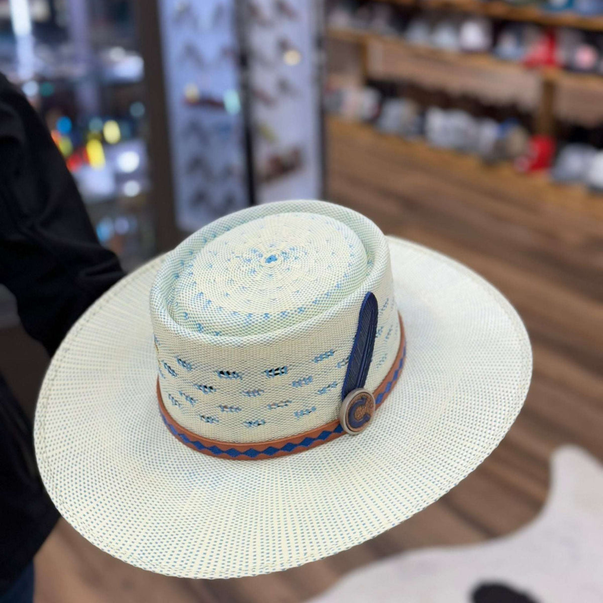 Brown Straw Charlie horse brand straw Cowboy Hat with Turquoise Bead Band Charlie 1 Horse X Lainey Wilson Women main image 4