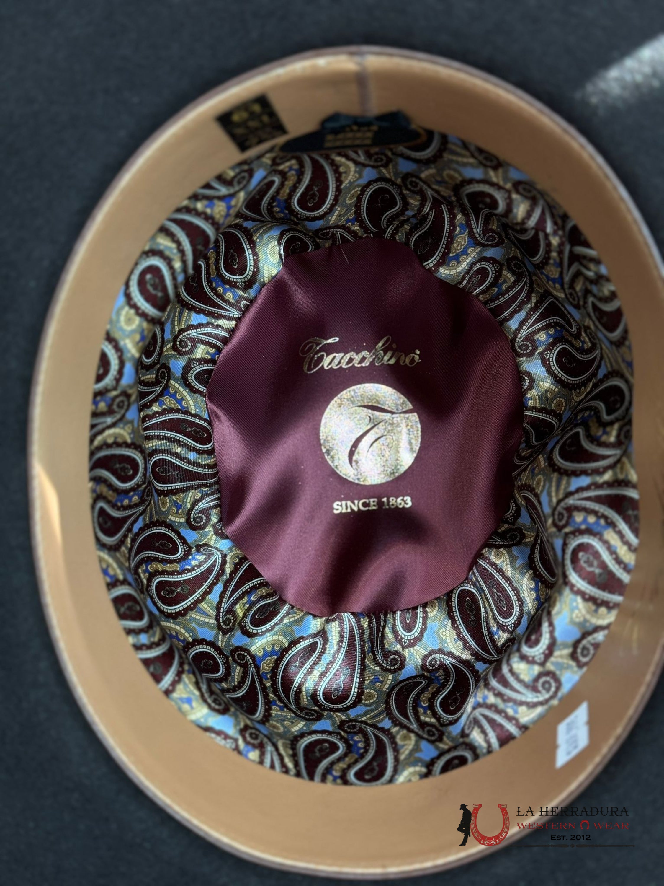 Mens Tacchino Open Crown Felt Hat Brown 10X Tejana