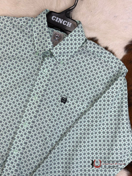 CINCH AQUA GREEN PATTERNED LONG SLEEVE BUTTON UP MTW1105413