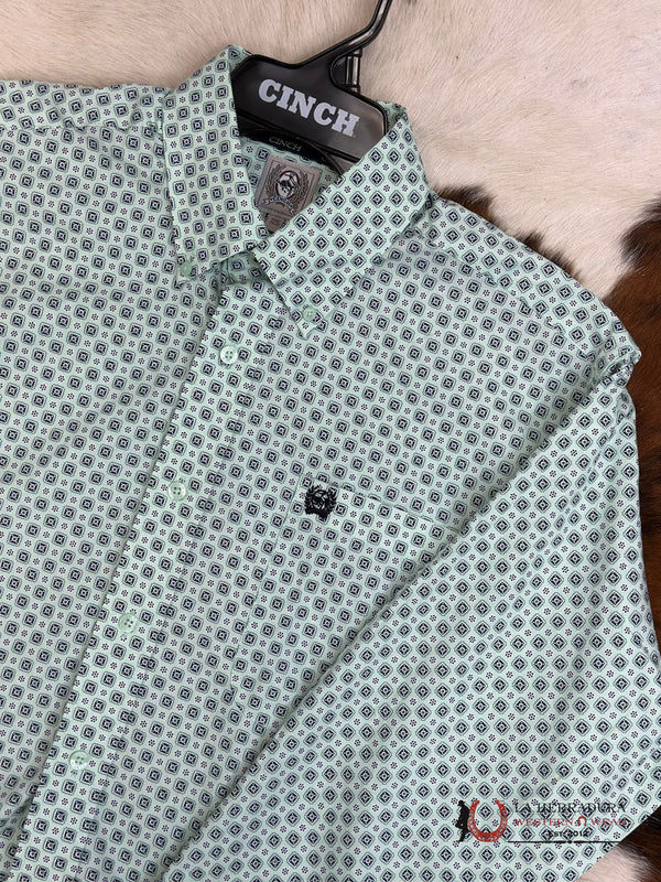 CAMISA DE MANGA LARGA CON BOTONES Y ESTAMPADO VERDE AGUA CINCH MTW1105413