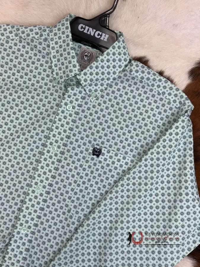 Cinch Aqua Green Patterned Long Sleeve Button Up Ropa Hombres