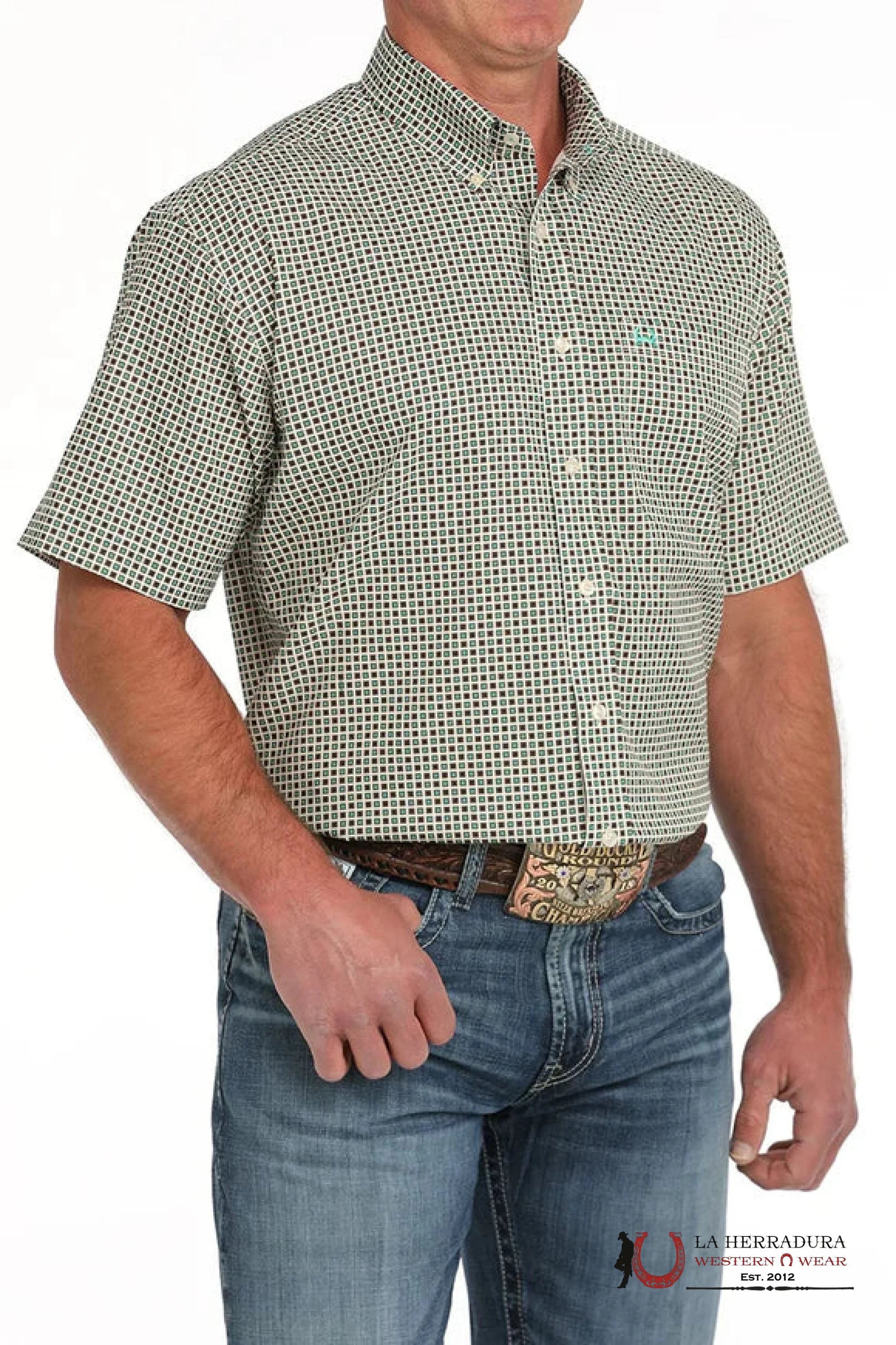 CINCH ARENAFLEX CREAM GEO PRINT - MENS SHORT SLEEVE SHIRT - 4148 ROPA HOMBRES