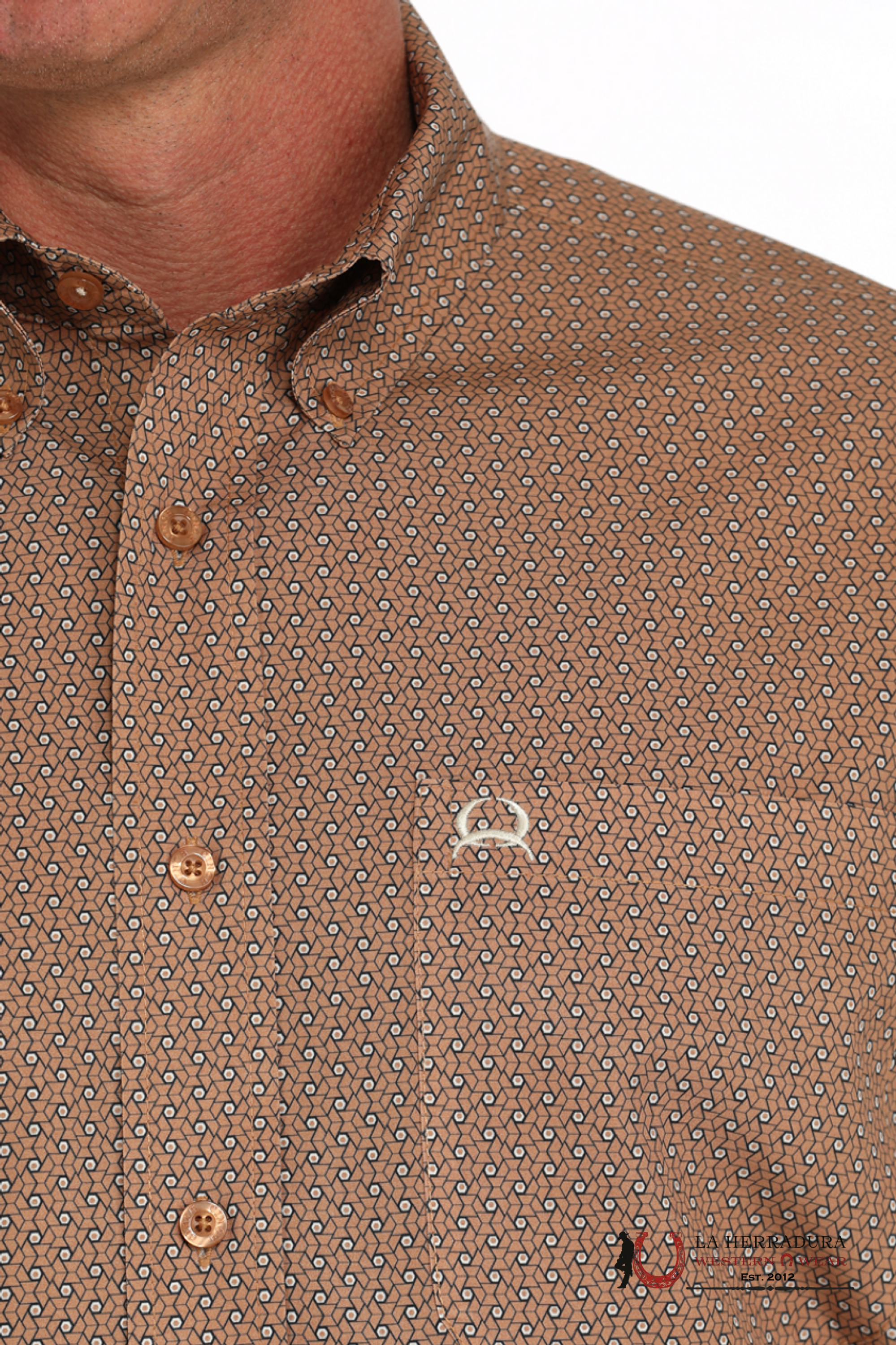 CINCH ARENAFLEX BROWN GEO PRINT - MENS SHORT SLEEVE SHIRT - 4147 ROPA HOMBRES