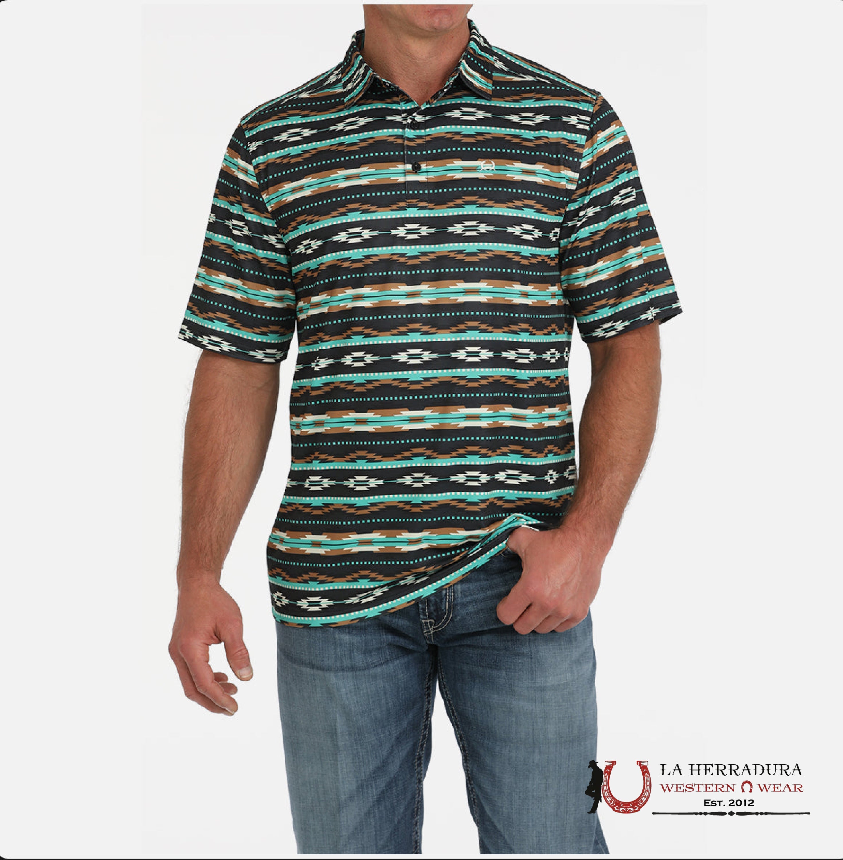 Cinch Arenaflex Southwestern Multi Color Print - Mens Polo - 5030 ROPA HOMBRES